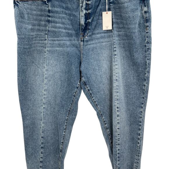 Good American Good Boy Straight Jeans Indigo678‎ Distressed Blue Plus Size 28 - Picture 4 of 13